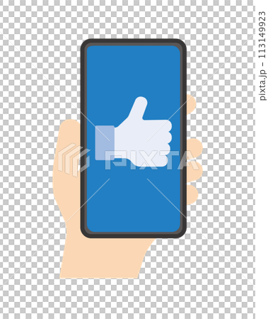 Hand holding smartphone Notification Like Hand holding smartphone Notification Like 113149923