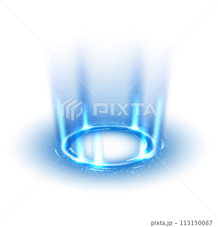 Rotating Blue Rays on White Background. Suitable For Product Advertising, Product Design, and Other, Vector Illustration 113150087