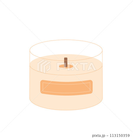 Interior wax aroma candle. Handmade scented candlelight isolated in white background. Hygge time. Aromatherapy and relaxation home decor. Vector flat illustration. 113150359