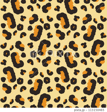 Leopard endless background. Animal skin fur print seamless pattern. Vector hand drawn illustration. 113150465