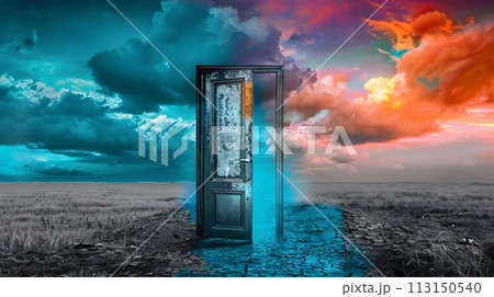 幻想的な背景と扉	 113150540