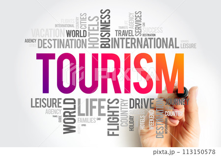 Tourism word cloud collage, travel concept background 113150578