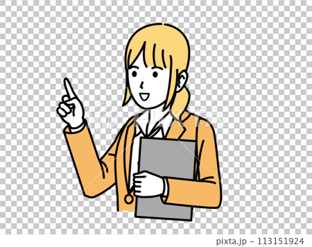 女性辦公室職員提供指導、解釋和演講的插圖 113151924
