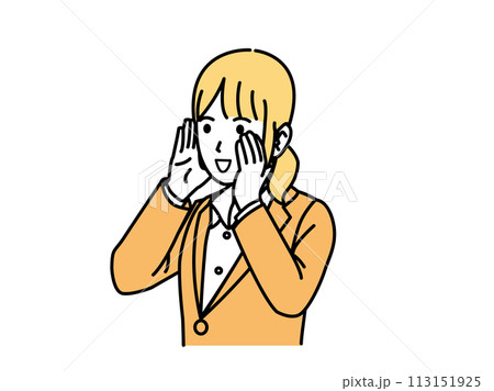 応援、掛け声をする性会社員のイラスト 113151925