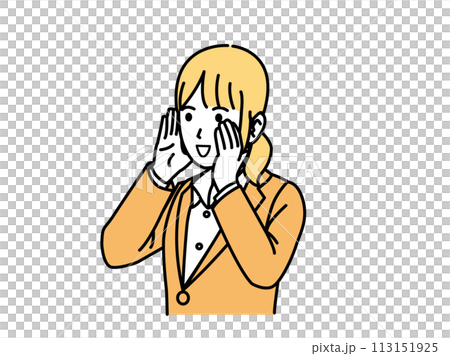 応援、掛け声をする性会社員のイラスト 113151925