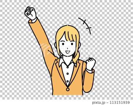 やる気を出して頑張る女性会社員のイラスト 113151939