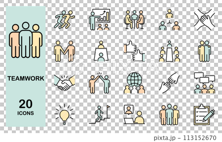 Business and teamwork icon set color 113152670