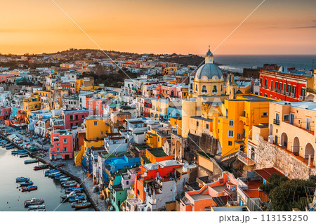 Procida, Italy old town skyline in the Mediterranean Sea Procida, Italy old town skyline in the Mediterranean Sea 113153250