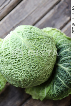 低農薬栽培のちりめんキャベツ　新鮮生野菜 113154220