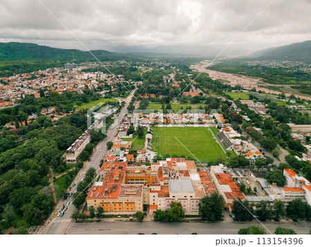 aerial view of San Salvador de Jujuy, argentina 113154396