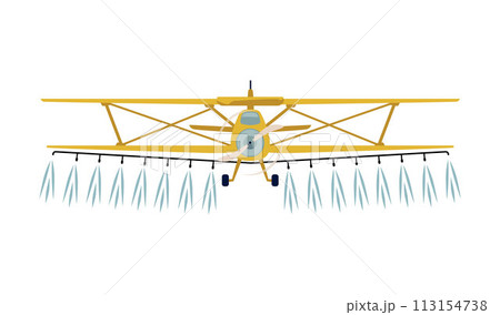 Airplane spraying fertilize, agricultural farming machinery, vector chemical fertilizers spraying with crop duster plane Airplane spraying fertilize, agricultural farming machinery, vector chemical fertilizers spraying with crop duster plane 113154738