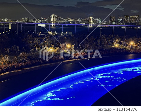 東京豊洲 万葉倶楽部 展望足湯庭園 ライトアップと夜景 東京豊洲 万葉倶楽部 展望足湯庭園 ライトアップと夜景 113154876
