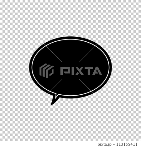 Simple black oval speech bubble_double line_left-facing single item 113155411