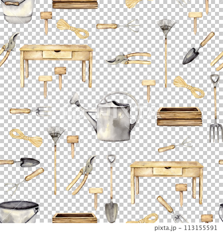 garden tools seamless pattern 113155591