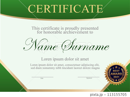 Vector green and gold certificate template 113155705