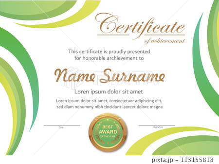 Vector green and gold certificate template Vector green and gold certificate template 113155818