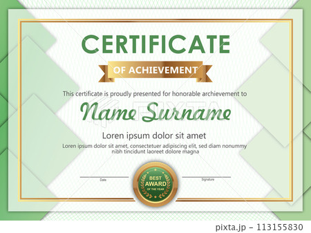 Vector green and gold certificate template Vector green and gold certificate template 113155830