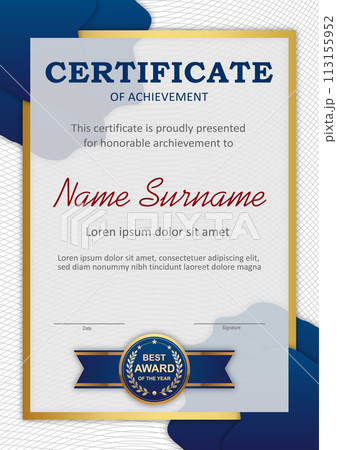 Vector blue and gold certificate template Vector blue and gold certificate template 113155952