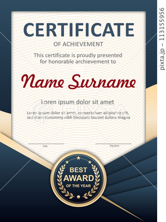 Vector blue and gold certificate template Vector blue and gold certificate template 113155956