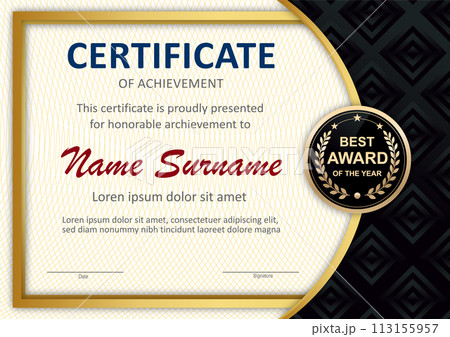 Vector black and gold certificate template Vector black and gold certificate template 113155957