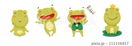 Funny Green Frog Character Engaged in Different Activity Vector Set Funny Green Frog Character Engaged in Different Activity Vector Set 113156857