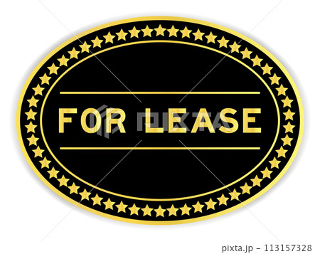 Black and gold color oval label sticker with word for lease on white background Black and gold color oval label sticker with word for lease on white background 113157328