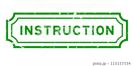 Grunge green instruction word rubber seal stamp on white background Grunge green instruction word rubber seal stamp on white background 113157334
