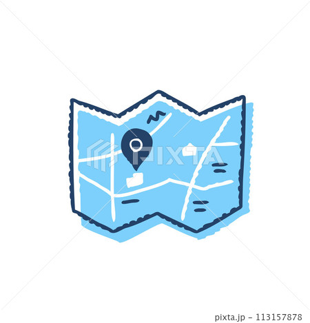 地図と目的地ピン 地図と目的地ピン 113157878