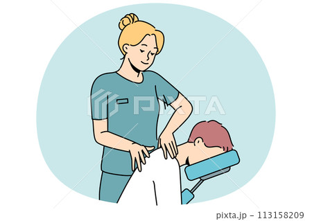 Physiotherapist massage client in hospital 113158209