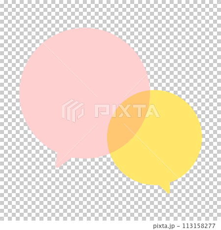 手描きの2つの重なった丸い吹き出し - シンプルでかわいい形の文字スペースや背景の素材 手描きの2つの重なった丸い吹き出し - シンプルでかわいい形の文字スペースや背景の素材 113158277