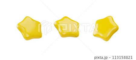A set of icons in the form of three 3D gold five-pointed stars. A set of icons in the form of three 3D gold five-pointed stars. 113158821