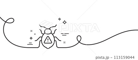 Software bug line icon. Continuous one line...のイラスト素材 [113159044] - PIXTA