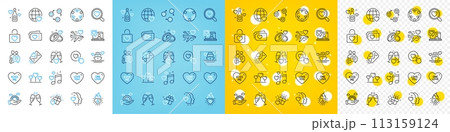 Vector icons set of Heart flame, Lgbt and Love letter line icons pack for web with Honeymoon cruise, Love gift, Like button outline icon. Heart, Inclusion, Marriage rings pictogram. Vector Vector icons set of Heart flame, Lgbt and Love letter line icons pack for web with Honeymoon cruise, Love gift, Like button outline icon. Heart, Inclusion, Marriage rings pictogram. Vector 113159124