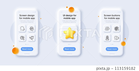 Intestine, Nurse and Vaccine announcement line icons pack. 3d phone mockups with star. Glass smartphone screen. Covid virus, Covid app, Face id web icon. Vision test, Cough pictogram. Vector Intestine, Nurse and Vaccine announcement line icons pack. 3d phone mockups with star. Glass smartphone screen. Covid virus, Covid app, Face id web icon. Vision test, Cough pictogram. Vector 113159182