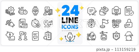 Icons set of Ph neutral, Phishing and Lock line icons pack for app with Calendar tax, Compliance, Cyber attack thin outline icon. Money, 5g internet, Inspect pictogram. Inflation. Vector Icons set of Ph neutral, Phishing and Lock line icons pack for app with Calendar tax, Compliance, Cyber attack thin outline icon. Money, 5g internet, Inspect pictogram. Inflation. Vector 113159219