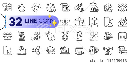 Outline set of Inspect, Timer and Calendar line icons for web with Jobless, Meeting, Hydroelectricity thin icon. Healthcare calendar, Difficult stress, Project edit pictogram icon. Vector Outline set of Inspect, Timer and Calendar line icons for web with Jobless, Meeting, Hydroelectricity thin icon. Healthcare calendar, Difficult stress, Project edit pictogram icon. Vector 113159418
