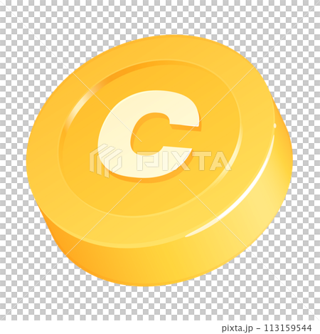 Three-dimensional cute C coin illustration 113159544