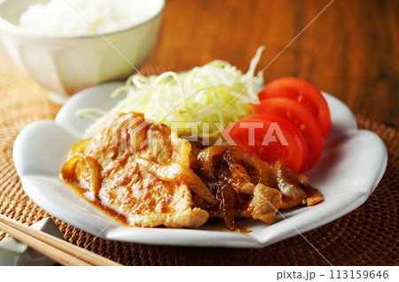 豚の生姜焼きとご飯 113159646