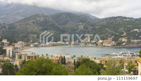 Overcast Day Over the Bay of Port de Soller, Mallorca's Coastal Charm 113159697