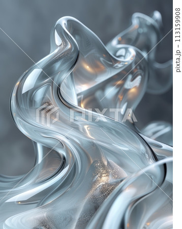 Abstract shape in silver and gray Glass morphism style, 113159908