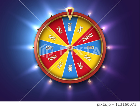 Glowing fortune wheel color realistic vector illustration 113160073