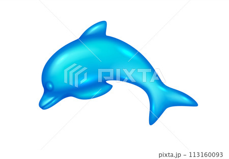 Light blue jelly dolphin 3d realistic vector illustration 113160093