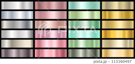 A set of colored metal gradients. Effects for the design of text and bulletin boards, infographics. A set of colored metal gradients. Effects for the design of text and bulletin boards, infographics. 113160497