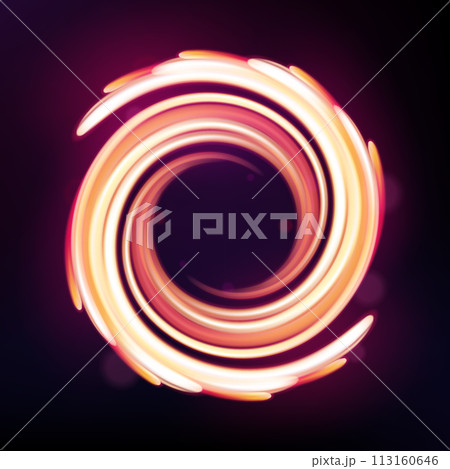 Magic Neon Light Curved Rings, Abstract Background, Vector Illustration 113160646