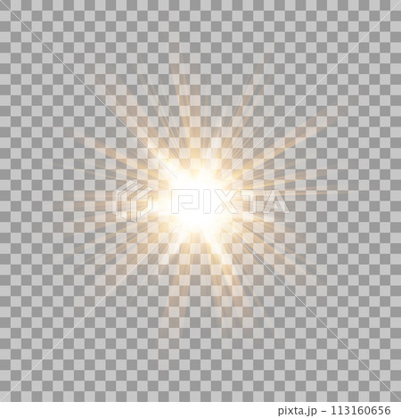 Abstract Gold Rays Shine. Isolated on Transparent Background, Vector Illustration 113160656