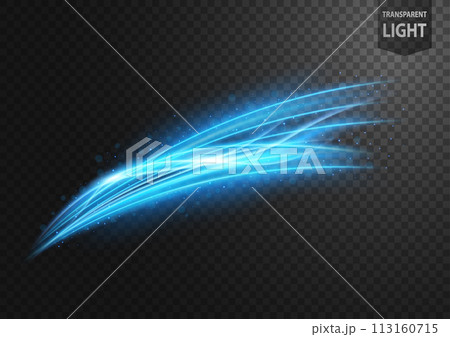 Abstract Blue Line of Light with Blue Sparks, on A Transparent Background, Isolated and Easy to Edit, Vector Illustration Abstract Blue Line of Light with Blue Sparks, on A Transparent Background, Isolated and Easy to Edit, Vector Illustration 113160715