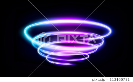 Abstract Multicolor Vortex Line of Light, Isolated on Dark Background, Vector Illustration 113160751