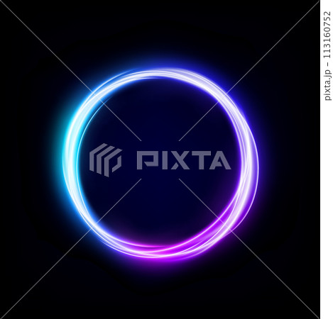 Abstract Multicolor Ring Line of Light, Isolated on Dark Background, Vector Illustration 113160752