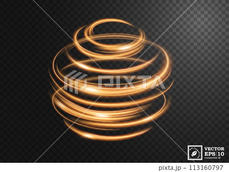 Abstract Gold Swirl Line of Light with A Transparent Background, Isolated and Easy to Edit, Vector Illustration 113160797
