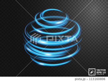 Abstract Blue Swirl Line of Light with A Transparent Background, Isolated and Easy to Edit, Vector Illustration 113160806
